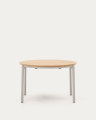 Montuiri extendable round table in oak veneer and steel legs with grey finish, Ø 120 (200) cm