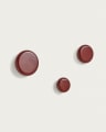 Nadue Set aus 3 Wandhaken aus massiver Buche mit weinrotem Finish