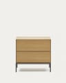Vedrana beside table, 2 oak veneer drawers, and black steel legs, 60 x 55 cm