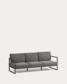 Comova 3-Sitzer-Sofa 100% outdoor dunkelgrau und aus schwarzem Aluminium 222 cm