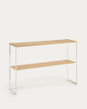 Yoana console table with oak veneer and painted white metal structure, 120 x 80 cm