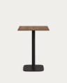 Dina high table in walnut finish melamine with metal leg in a painted black finish, 60x60x96 cm