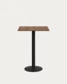 Esilda high table in walnut finish melamine with metal leg in a painted black finish, 60x60x96 cm