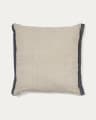 Suerta beige and blue cushion cover, 100% linen, 50 x 50 cm
