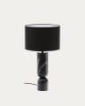Lampe de table Vex en marbre noir et abat-jour en lin noir.