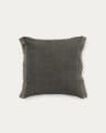 Niven green 100% melange linen cushion cover with side stripes 45 x 45cm