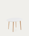 Oqui oval extendable MDF table with white lacquer and solid beech legs 120 (200) x 90 cm