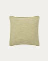 Brisella green jacquard cushion cover with contrasting trim 45 x 45cm
