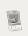 Saconca outdoor armchair with high backrest made of rope cord and grey galvanised steel