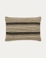 Uciel beige and black jute-embroidered cotton cushion cover 40 x 60 cm