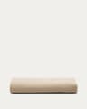 Jaira linen and cotton bed base cover in taupe for a 90 x 200 cm mattress