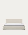 Nahiri beige chenille bed with storage base for 150 x 200cm mattress