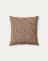 Housse de coussin Junie en jacquard de coton marron et beige 50 x 50 cm