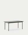 Maurina outdoor table in green galvanised steel with green tiles 182 x 91cm