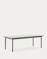Maurina outdoor table in green galvanised steel with ecru-colored tiles 223 x 101cm