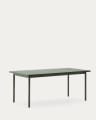 Maurina outdoor table in green galvanised steel with green tiles 223 x 101cm