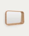 Salaya ash laminated plywood framed mirror in a natural finish, 90 x 60 cm