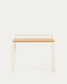 Tinn ash veneer desk with a beige metal structure, 82 x 45 cm