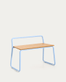 Bank Tinn aus Eschenfurnier und blauem Metallgestell 75 cm