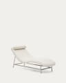 Osla divan in beige chenille with brushed stainless steel legs 175 cm