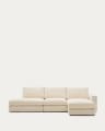 Alea removable cover modular sofa 5-seater in natural chenille right chaise longue 340 cm
