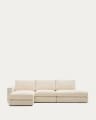 Alea removable cover modular sofa 5-seater in natural chenille left chaise longue 340 cm