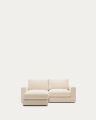 Alea removable cover modular sofa 3-seater in natural chenille left chaise longue 220 cm