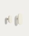 Arely set of 2 solid beech wood hangers with beige lacquer finish 6.5 cm/10 cm