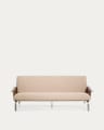 Amsen light brown 3-seater sofa in walnut plywood with brushed stainless steel legs 190cm FSC 100%