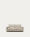 Alea removable cover modular sofa 3-seater in light brown chenille 220 cm