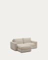 Alea removable cover modular sofa 3-seater in light brown chenille left chaise longue 220 cm