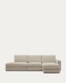 Alea removable cover modular sofa 5-seater in light brown chenille right chaise longue 340 cm
