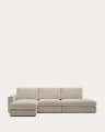 Alea removable cover modular sofa 5-seater in light brown chenille left chaise longue 340 cm