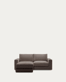 Alea removable cover modular sofa 3-seater in dark brown chenille left chaise longue 220 cm