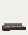 Alea removable cover modular sofa 5-seater in dark brown chenille left chaise longue 340 cm