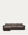 Alea removable cover modular sofa 4-seater in dark brown chenille left chaise longue 310 cm