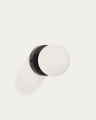 Brisia metal wall lamp with black finish and 1 frosted glass ball Ø8cm