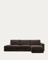 Alea removable cover modular sofa 5-seater in dark brown chenille right chaise longue 340 cm