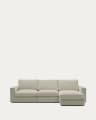 Alea removable cover modular sofa 4-seater in light brown chenille right chaise longue 310 cm