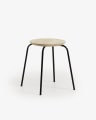 Ren solid mango wood stackable footrest with steel legs in a black finish