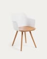 Cadeira Bjorg branco e madeira maciça de faia