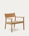 Yalia-fauteuil van massief eikenhout FSC 100% met natuurlijke afwerking en zitting van papiertouw