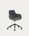 Tissiana dark grey and aluminium desk chair with black finish