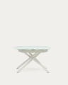 Table extensible Yodalia verre trempé et pieds en acier finition blanche 130 (190) x 100cm