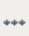 Xilene set of 3 decorative baubles in blue