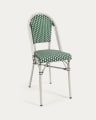 Cadira d'exterior bistro Marilyn d'alumini i rotang sintètic verd i blanc