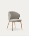 Darice chair in brown chenille and solid beech wood in a natural finish FSC 100%