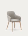 Nelida chair in brown chenille and 100% FSC solid beech wood in a natural finish