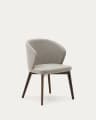 Darice chair in brown chenille and solid beech wood in a walnut finish FSC 100%