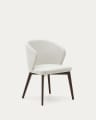 Darice chair in beige chenille and solid beech wood in a walnut finish FSC 100%